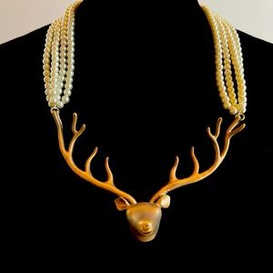 ✅ SOLD ✅ Antler Gold and Pearl Statement Necklace